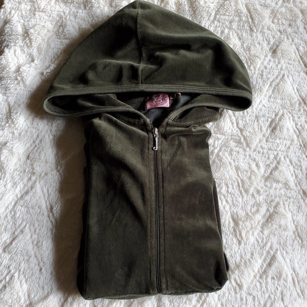 Olive Green Juicy Velour Hoodie